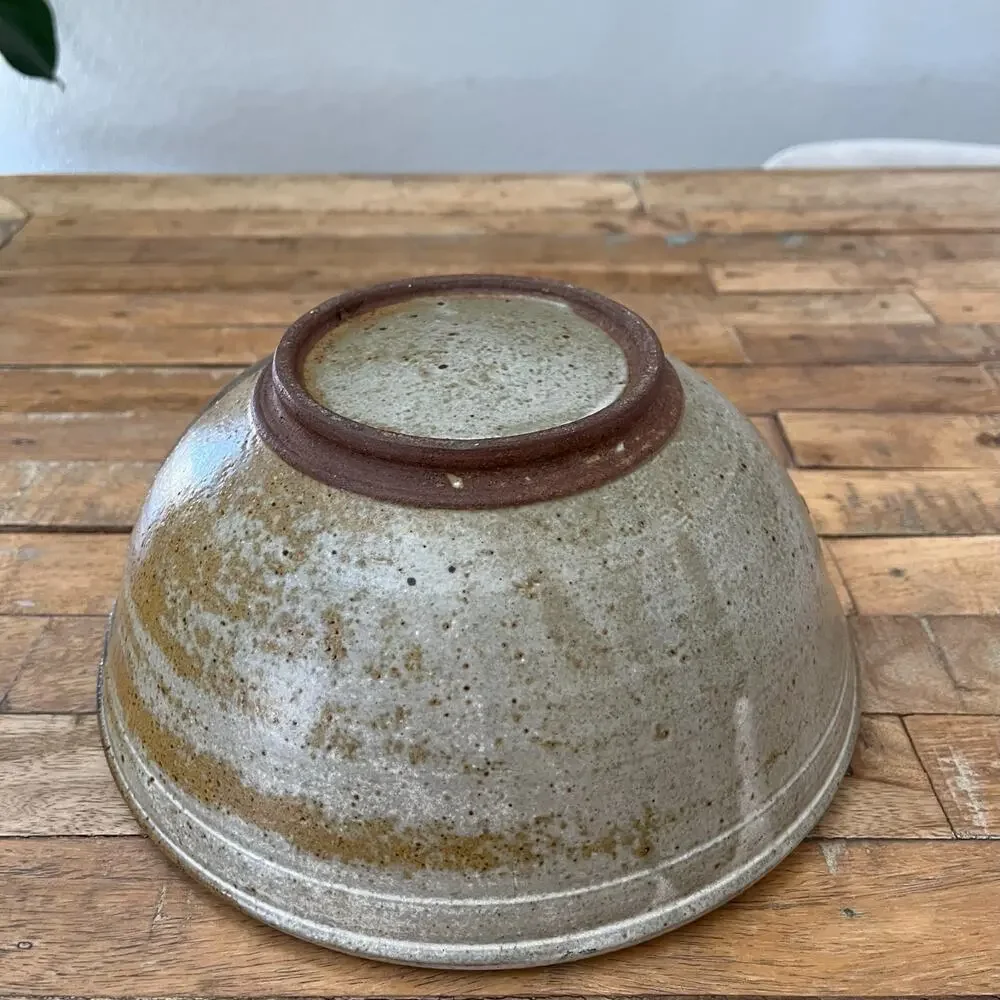 Studio Art Stoneware Bowl 9.75 in Blue & Gray Glaze Dipped Semi-Matte